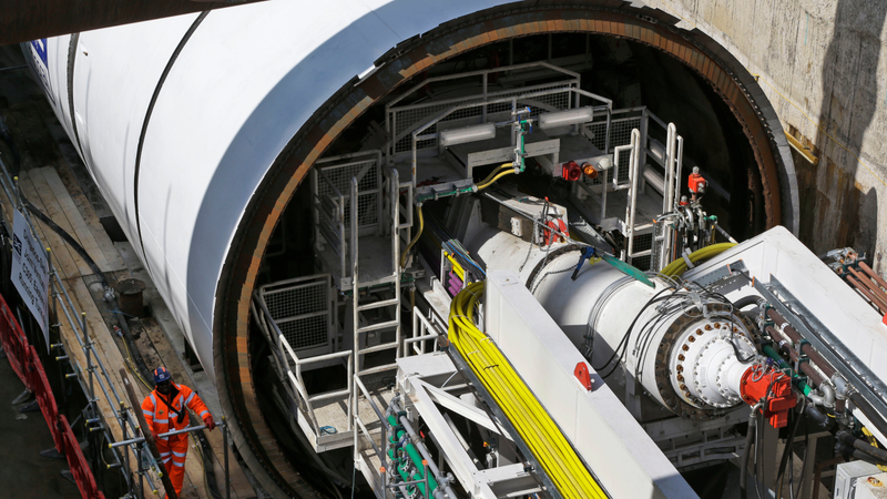 This 2013 photo shows one side of a tunnel boring machine (TBM) digging the Crossrail project in London. It is too large to capture in one photograph.
